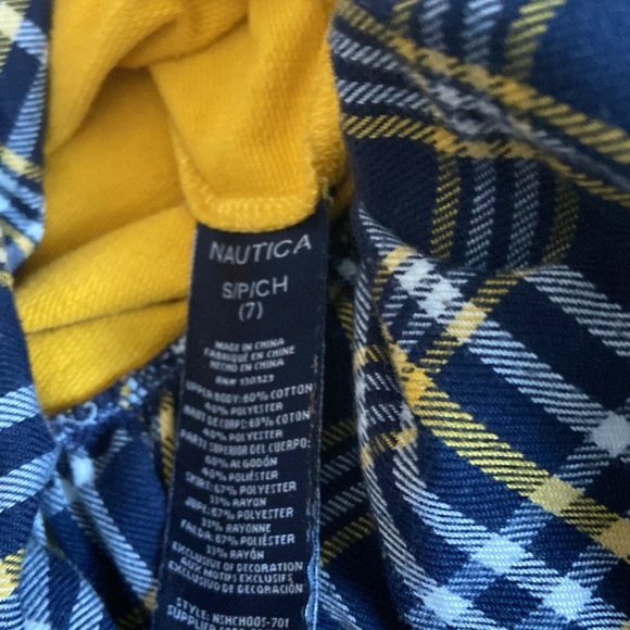 Nautica -Girls’ Sweatshirt Dress Yellow & Plaid, Long Sleeve, Preppy Style - Picture 7 of 9